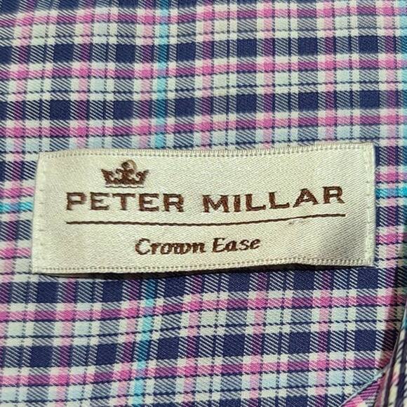 Peter Millar Crown Ease Lightweight Multicolor Plaid Button-Up Size L - Picture 4 of 5